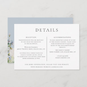 Invitation Dusty Blue Garden Floral Détails du Mariage