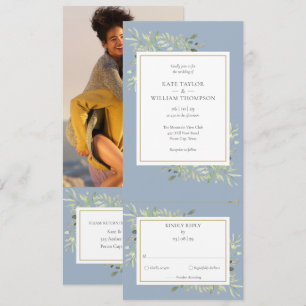 Invitation Dusty Blue Green All In One Photo Mariage Invit