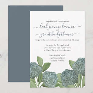Invitation Dusty Blue Hydrangea Élégant Mariage Floral été