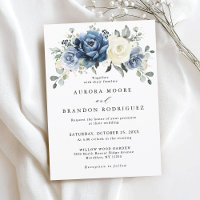 Dusty Blue Ivory Spring Floral Mariage élégant