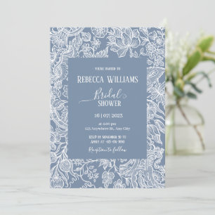 Invitation Dusty Blue Line Art Fleur sauvage Floral Bridal