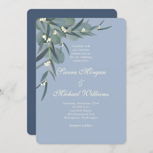 Invitation Dusty Blue Mariage botanique d'Eucalyptus