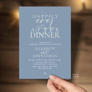 Invitation Dusty Blue Mariage Dîner Happily Ever After