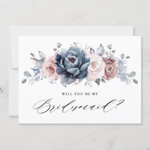 Invitation Dusty Blue Mauve Rose Ardoises Proposition