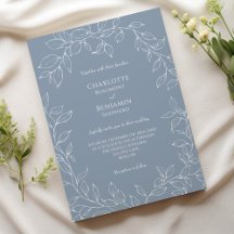 Dusty Blue Minimal Mariage feuille