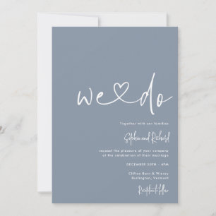 Invitation Dusty Blue Minimalist Script Mariage moderne