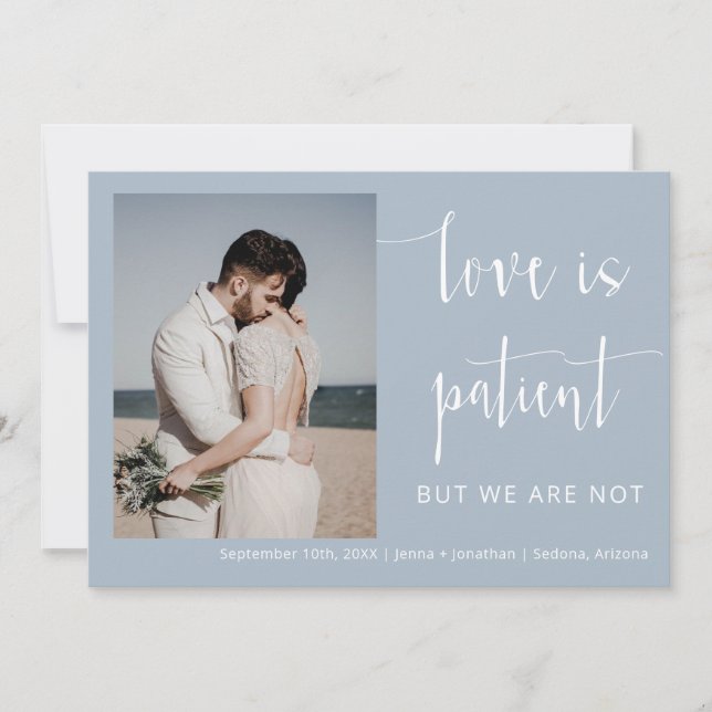 Invitation Dusty Blue Modern Minimal Script Elopement photo (Devant)