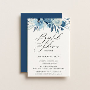 Invitation Dusty Blue Navy Fête des mariées florale