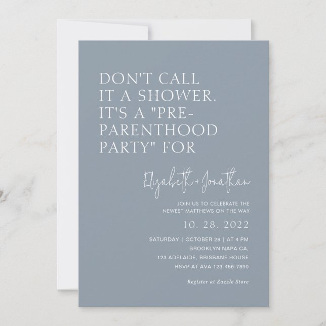 Invitation Dusty Blue Pré - Fête de la Parenthodie | BABY SHO (Devant)