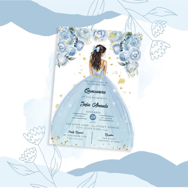 Invitation Dusty Blue Princess Party (Créateur téléchargé)