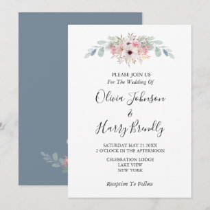 Invitation Dusty Blue Rustic Eucalyptus Mariage de verdure
