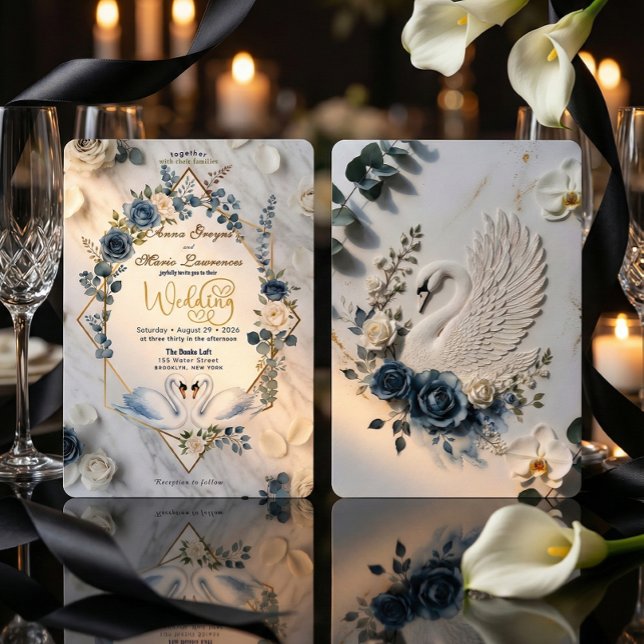 Invitation Dusty Blue Sage & Cream Geometric Wedding (Créateur téléchargé)