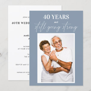 Invitation Dusty Blue Script Chaque année Anniversaire Mariag