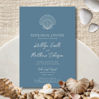 Dusty Blue Seashell Beach Ocean Rehearer Dîner