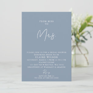 Invitation Dusty Blue Simple Élégante Fête des mariées modern
