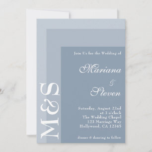 Invitation Dusty Blue Simple Moderne Chic Script Mariage Invi