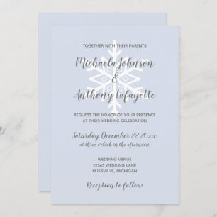 Invitation Dusty Blue Snowflake Mariage d'hiver