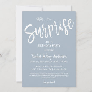 Invitation Dusty Blue Surprise fête de retraite d'anniversair