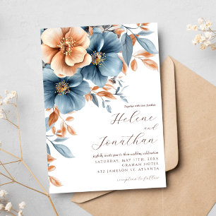 Invitation Dusty Blue Terracotta Garden Mariage élégant