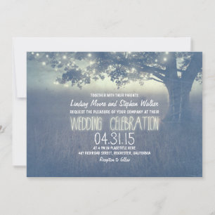Invitation Dusty Blue Tree Rustic Outdoor Mariage