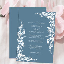 Dusty Blue Vintage Floral Garden Mariage classique