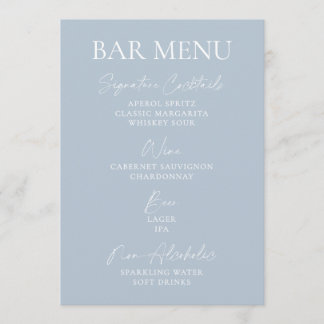 Invitation Dusty Blue Wedding Bar Menu