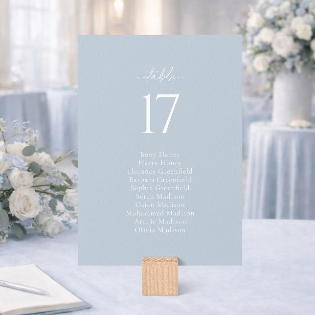 Invitation Dusty Blue Wedding Seating Chart Card (Créateur téléchargé)