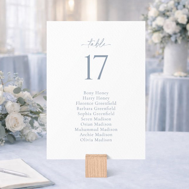 Invitation Dusty Blue Wedding Seating Chart Card (Créateur téléchargé)