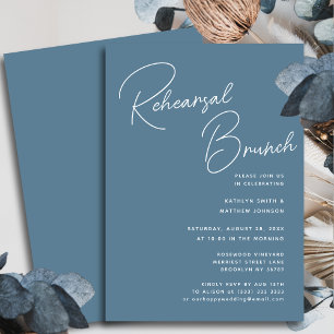 Invitation Dusty Blue Whimsical Script Chic Rehearsal Brunch