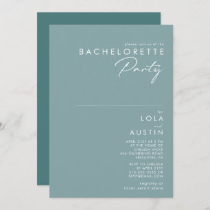 Invitation Dusty Boho   Blue and Green Bachelorette Party