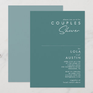 Invitation Dusty Boho   Douche Couples Vert et Bleu
