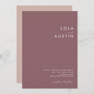 Invitation Dusty Boho Purple et Rose tout en un Mariage