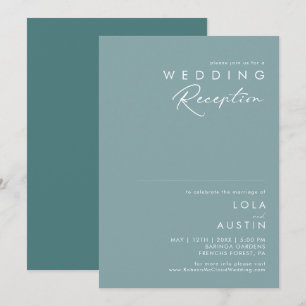 Invitation Dusty Boho Réception de mariage bleu et vert