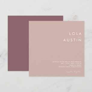 Invitation Dusty Boho   Rose et Mariage Carré violet