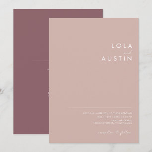 Invitation Dusty Boho Rose et violet tout en un Mariage