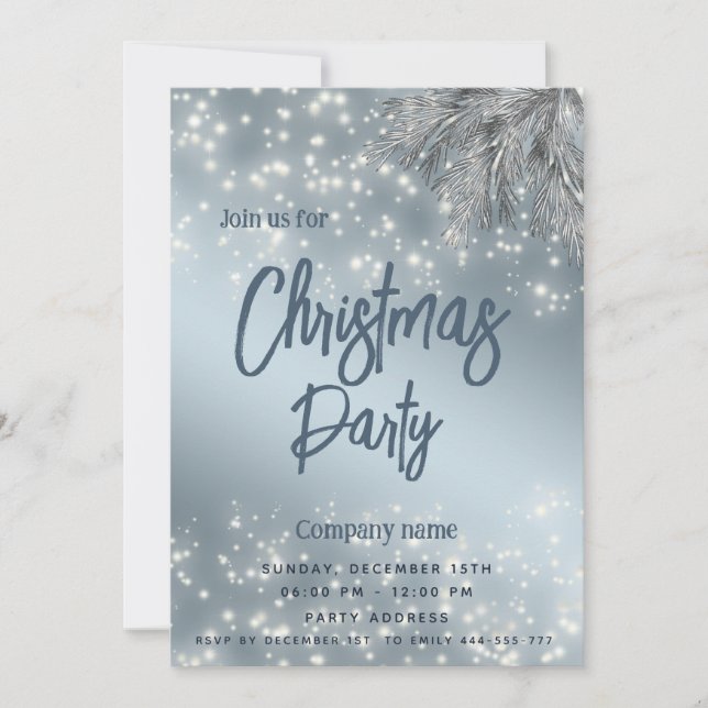 Invitation Dusty branche de pin bleu entreprise Noël (Devant)