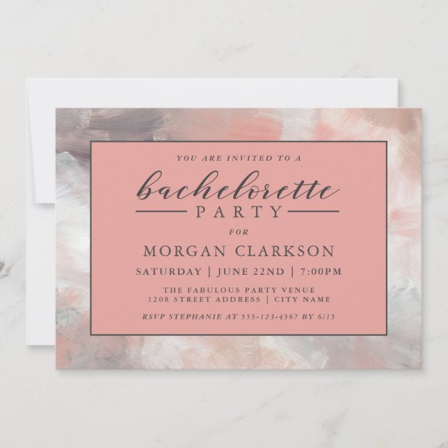 Invitation Dusty Coral Moderne Abstraite Bachelorette Party (Devant)