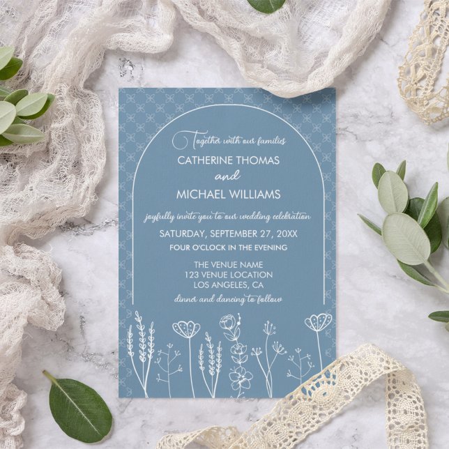 Invitation Dusty Fleur sauvage Bohemian Arch Mariage (Créateur téléchargé)