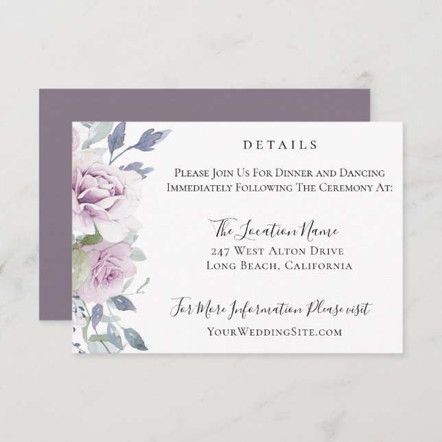 Invitation Dusty Garden Floral Détails du Mariage (Devant / Derrière)