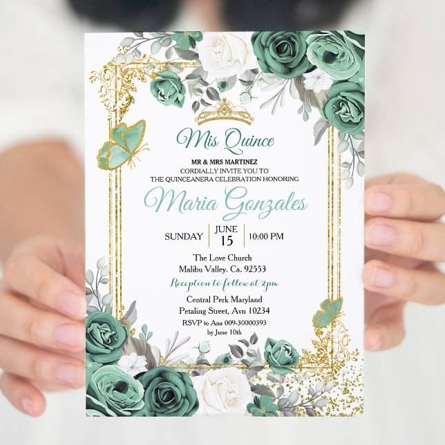 Invitation Dusty Green Charra Quinceanera (Créateur téléchargé)
