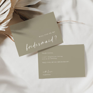 Invitation Dusty Green Minimalist Serez-Vous Ma Femme D'Accue