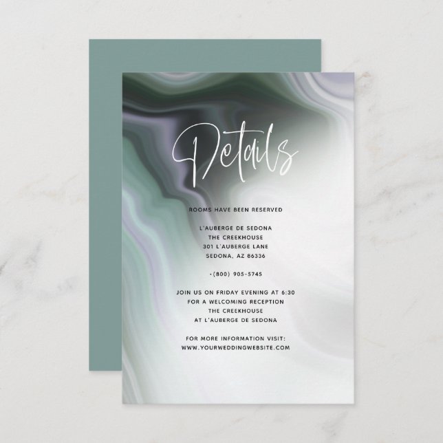 Invitation Dusty Jade Sage Green Violet Détails de l'âge (Devant / Derrière)