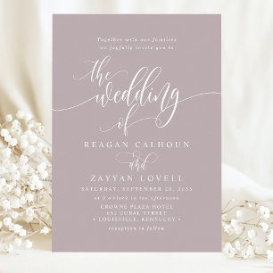 Invitation Dusty Lavender Simple Modern Script Mariage