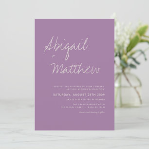 Invitation Dusty Lilac Purple Minimaliste Mariage d'écriture 