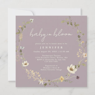Invitation Dusty Mauve Fleur sauvage bébé dans le Baby shower