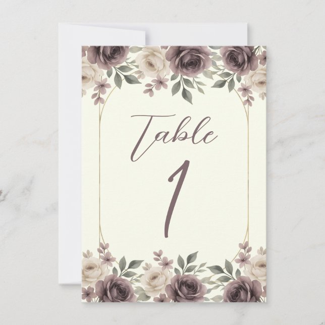 Invitation Dusty Mauve & Ivory Bloom Botanical Numéro de tabl (Devant)