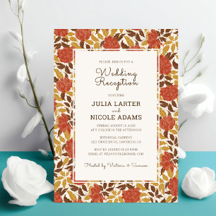 Invitation Dusty Orange Peony Flowers Réception Mariage de au