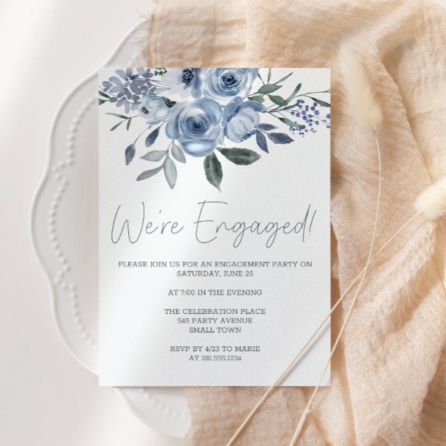 Invitation Dusty Pastel Blue Flowers (Créateur téléchargé)