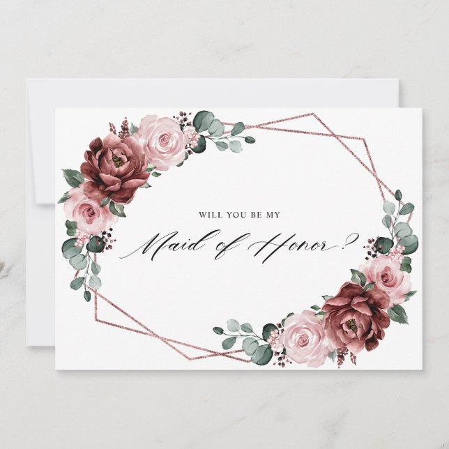 Invitation Dusty Pink Mauve Rose Serez-vous ma bonne d'honneu (Devant)