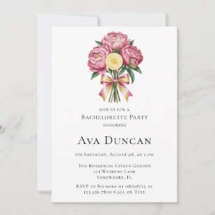 Invitation Dusty Pink Peonies et Lemon Bachelorette Party